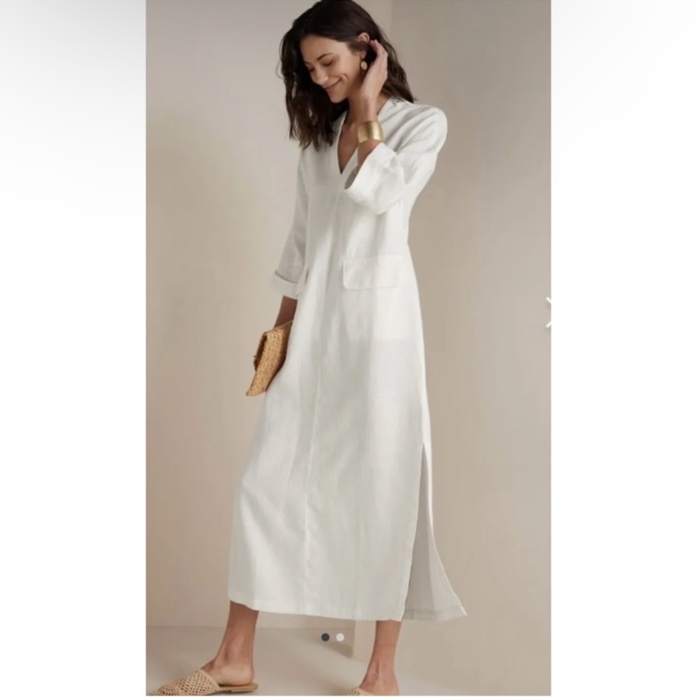 Soft Surroundings Linen V-Neck Maxi Dress - Picture 2 of 14